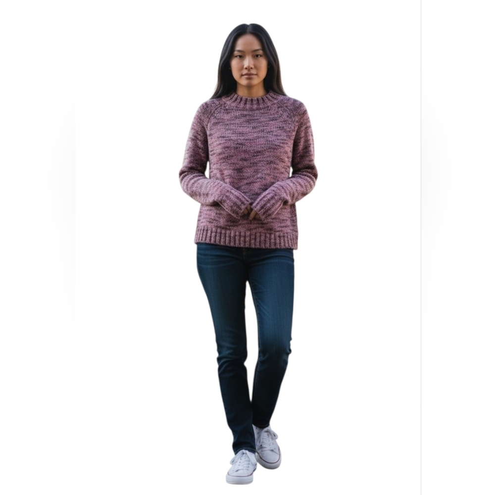a.n.a Heathered Mauve Crewneck Sweater